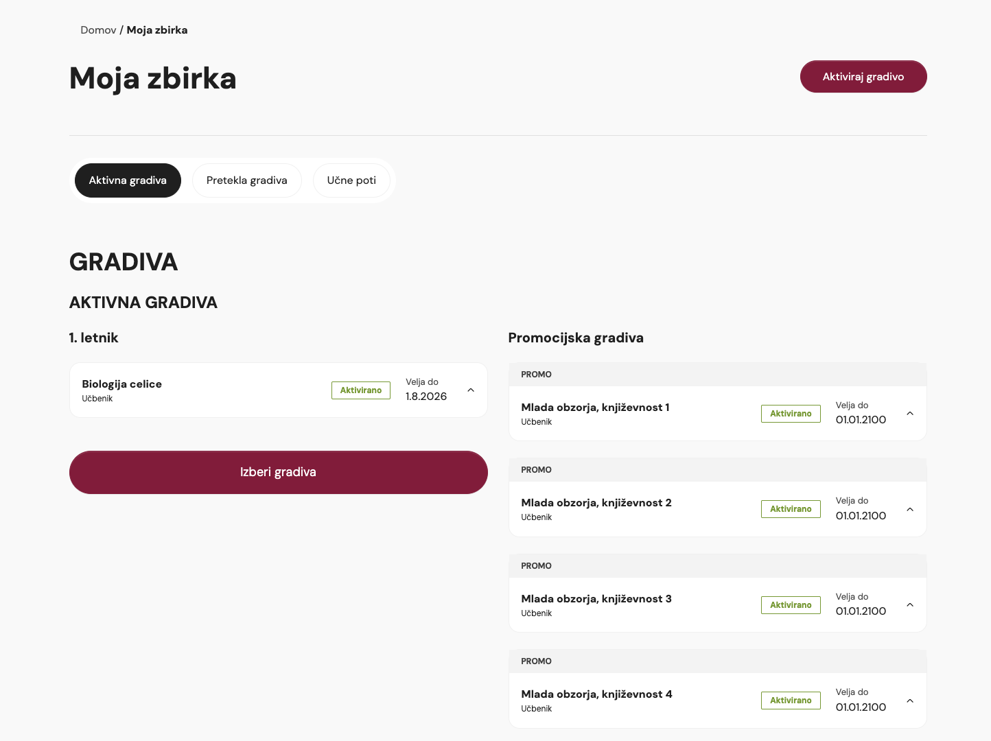 Education platform interface
